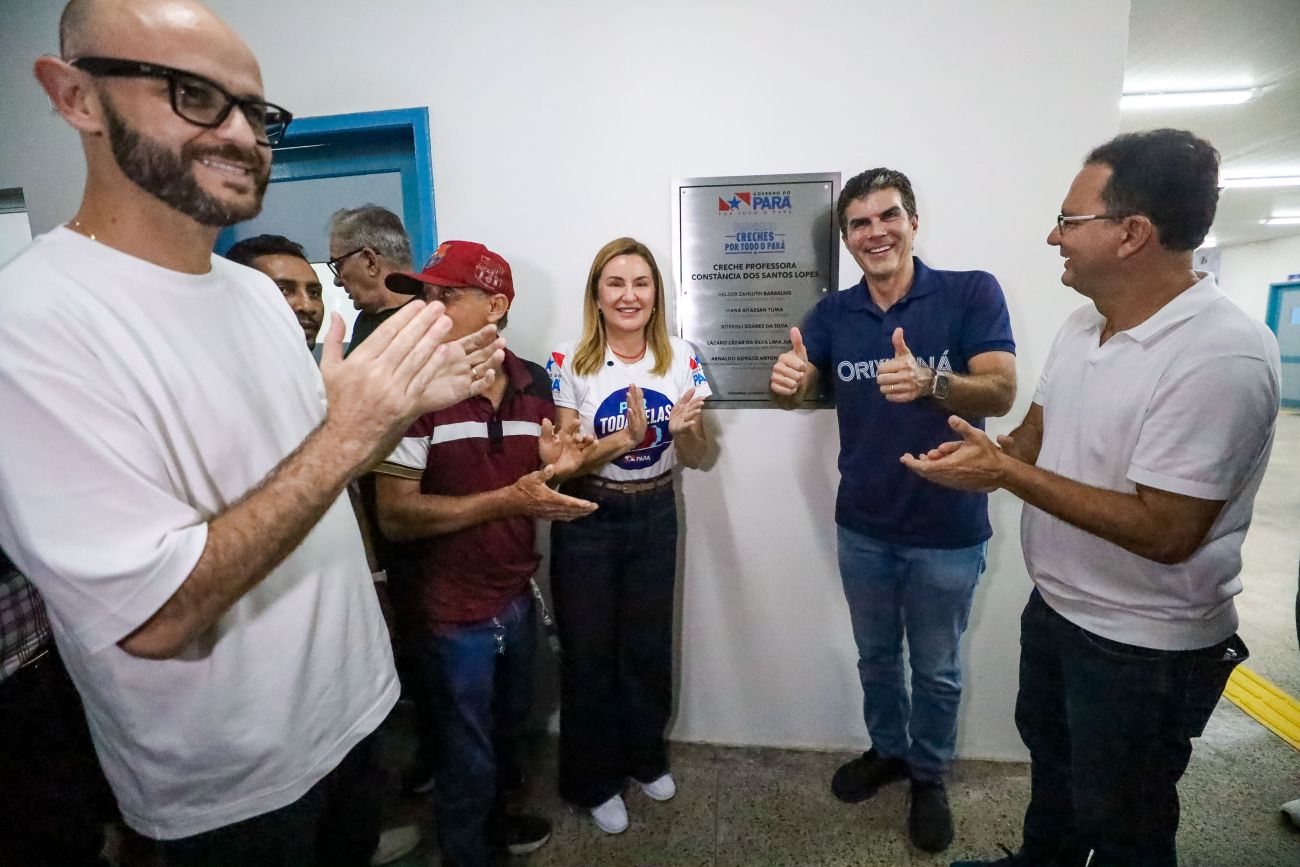 Governador Helder Barbalho, vice-governadora Hana Ghassan e secretário Rossieli Soares na entrega de mais uma creche - Foto: Marcelo Lelis / Ag. Pará